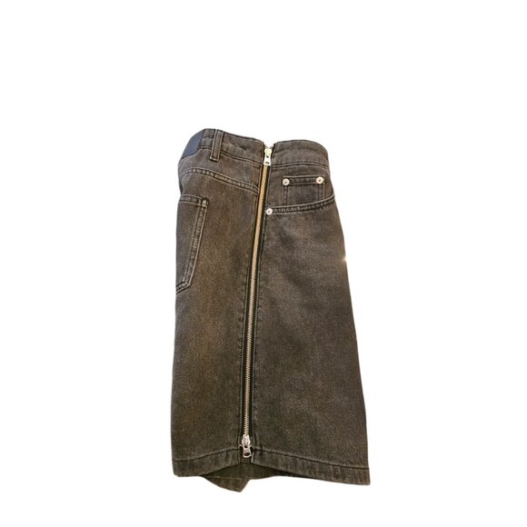 French Connection Zip-Up Black Denim Mini Skirt W/Side Zipper & Pockets Size 10 - Picture 7 of 10